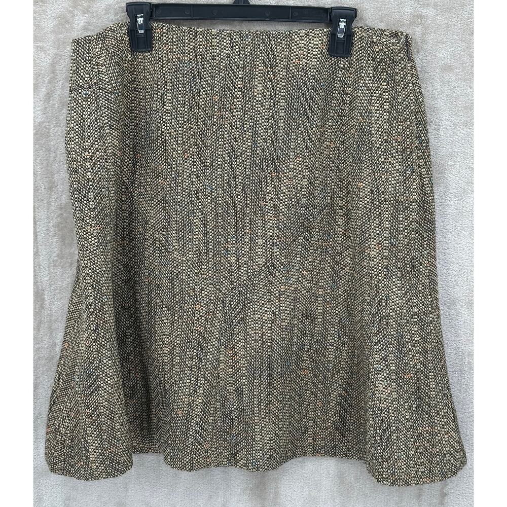 Oscar de la Renta Skirt Womens 16 Brown A-Line Tweed Career Classic Work Church